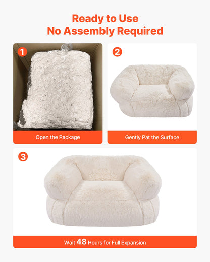 Bean Bag Chair, BeanBag Sofa Chair with Armrests for Adults, Fluffy Plush & High-Density Foam Filling Adult Bean Bag with Zapper, Comfy Lazy Sofa Chair Ideal for Living Room, Bedroom, Beige
