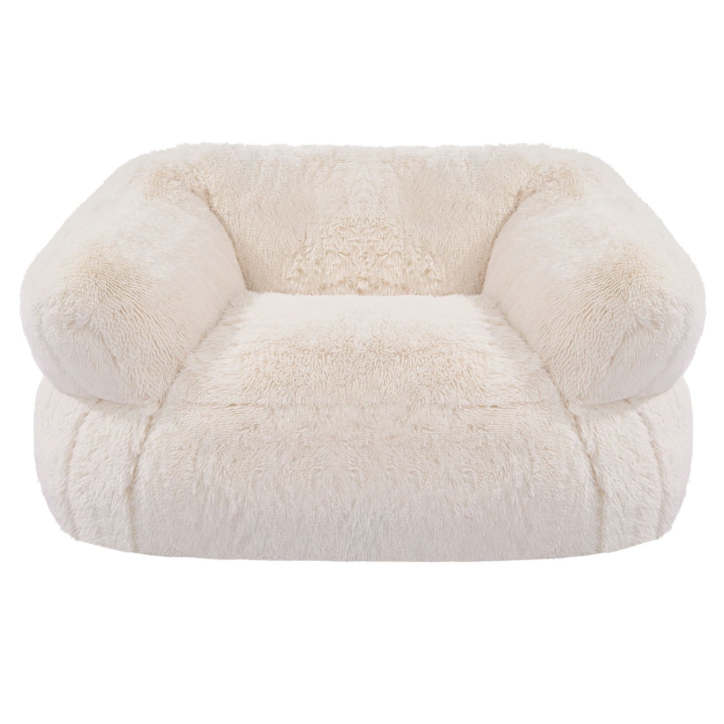 Bean Bag Chair, BeanBag Sofa Chair with Armrests for Adults, Fluffy Plush & High-Density Foam Filling Adult Bean Bag with Zapper, Comfy Lazy Sofa Chair Ideal for Living Room, Bedroom, Beige