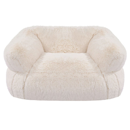 Bean Bag Chair, BeanBag Sofa Chair with Armrests for Adults, Fluffy Plush & High-Density Foam Filling Adult Bean Bag with Zapper, Comfy Lazy Sofa Chair Ideal for Living Room, Bedroom, Beige
