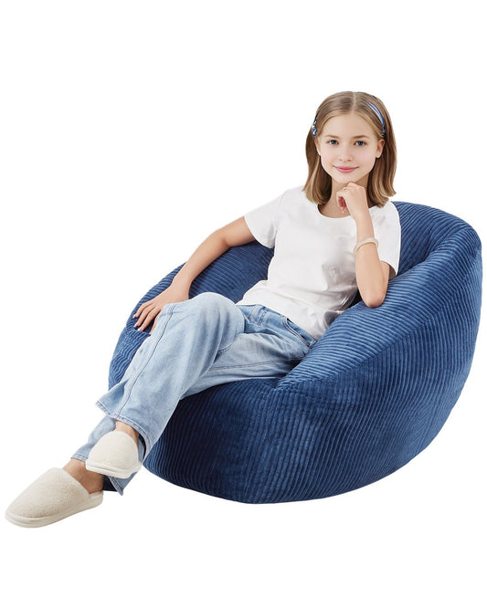 VEVOR 91 cm Bean Bag Chair with Soft Armrests and Storage Pocket Blue