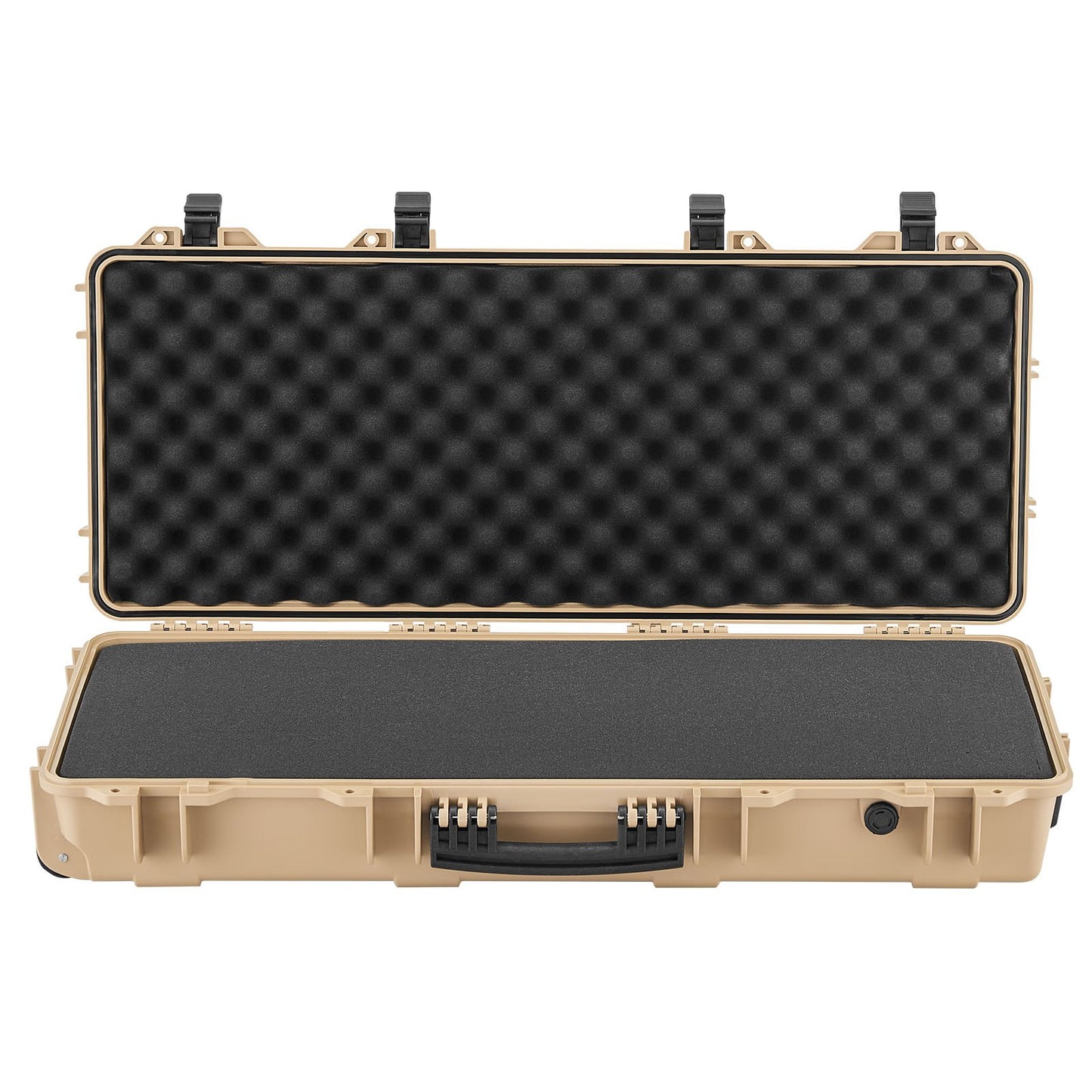 Hard Rifle Case, Lockable Rifle Case with 4 Layers Pre-cut Foams, 914 mm Gun Storage with Wheels, IP67 Waterproof & Dustproof Pistol Storage Cases for Rifles, Shotguns, Airsoft Guns, Khaki
