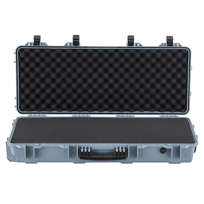 Hard Rifle Case, Lockable Rifle Case with 4 Layers Pre-cut Foams, 914 mm Gun Storage with Wheels, IP67 Waterproof & Dustproof Pistol Storage Cases for Rifles, Shotguns, Airsoft Guns, Grey