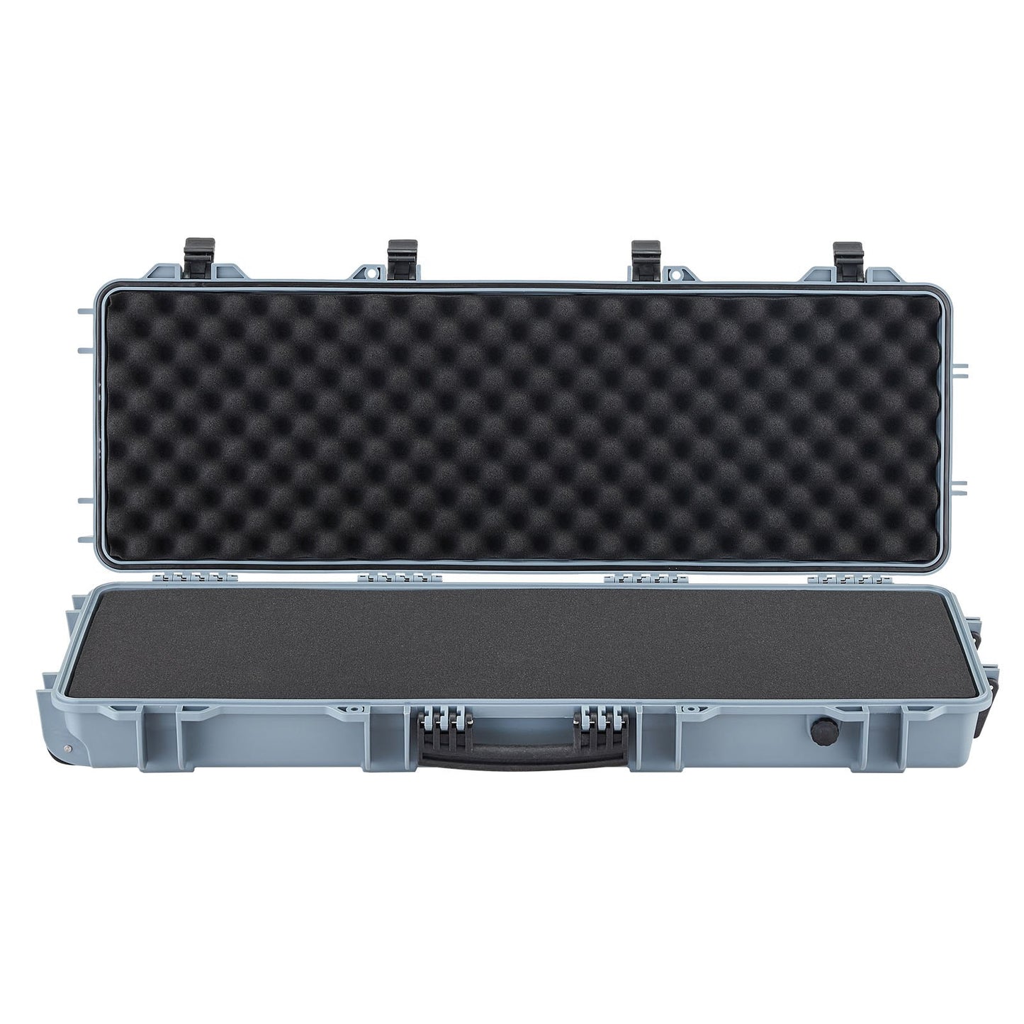 Hard Rifle Case, Lockable Rifle Case with Pre-cut Foams, 1016 mm Gun Storage with Wheels, IP67 Waterproof & Dustproof Movable Large Pistol Storage for Rifles, Shotguns, Airsoft Guns, Grey