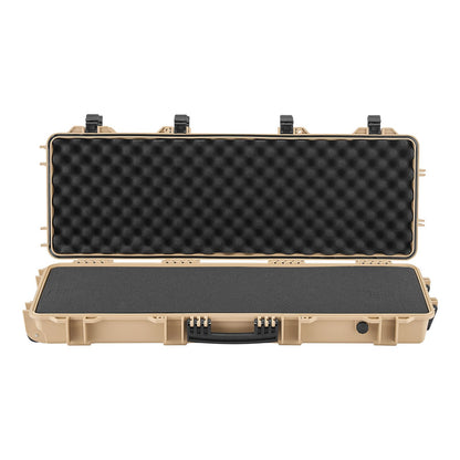 Hard Rifle Case, Lockable Rifle Case with Pre-cut Foams, 1016 mm Gun Storage with Wheels, IP67 Waterproof & Dustproof Movable Large Pistol Storage for Rifles, Shotguns, Airsoft Guns, Khaki