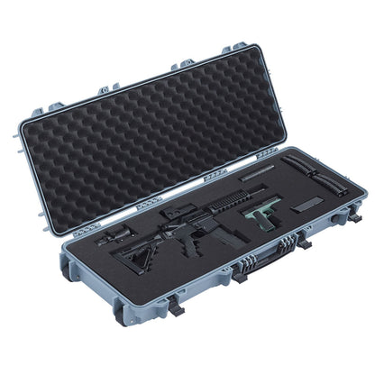Hard Rifle Case, Lockable Rifle Case with Pre-cut Foams, 1066 mm Movable Gun Storage with Wheels, IP67 Waterproof & Dustproof Pistol Storage for Rifle, Shotgun, Airsoft Gun, Grey