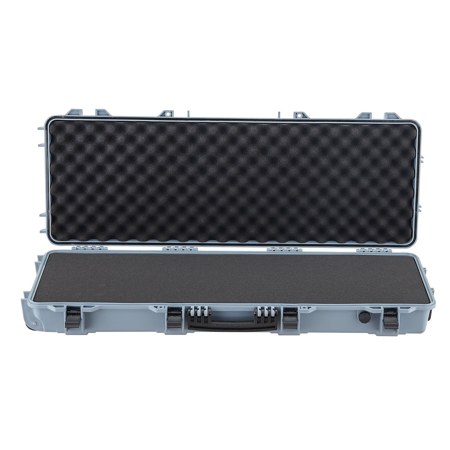 Hard Rifle Case, Lockable Rifle Case with Pre-cut Foams, 1066 mm Movable Gun Storage with Wheels, IP67 Waterproof & Dustproof Pistol Storage for Rifle, Shotgun, Airsoft Gun, Grey