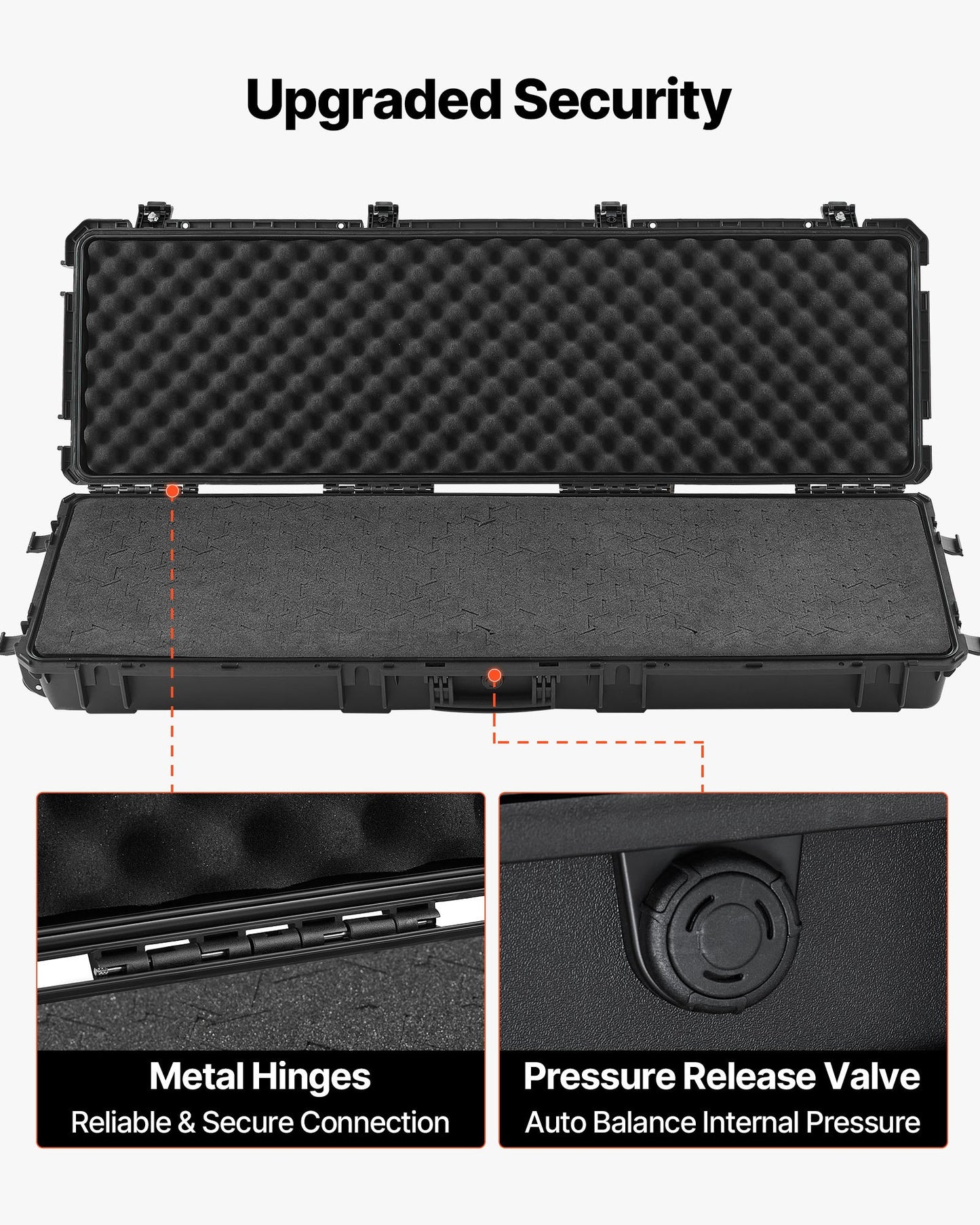Hard Rifle Case, Lockable Rifle Case with Detachable XPE Foam, 1270 mm Gun Storage with Wheels, IP67 Waterproof & Dustproof Pistol Storage Cases for Rifles, Shotguns, Airsoft Guns, Black