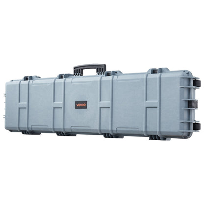 Hard Rifle Case, Lockable Rifle Case with Pre-cut Foams, 1270 mm Movable Gun Storage with Wheels, IP67 Waterproof & Dustproof Pistol Storage for Rifle, Shotgun, Airsoft Gun, Grey