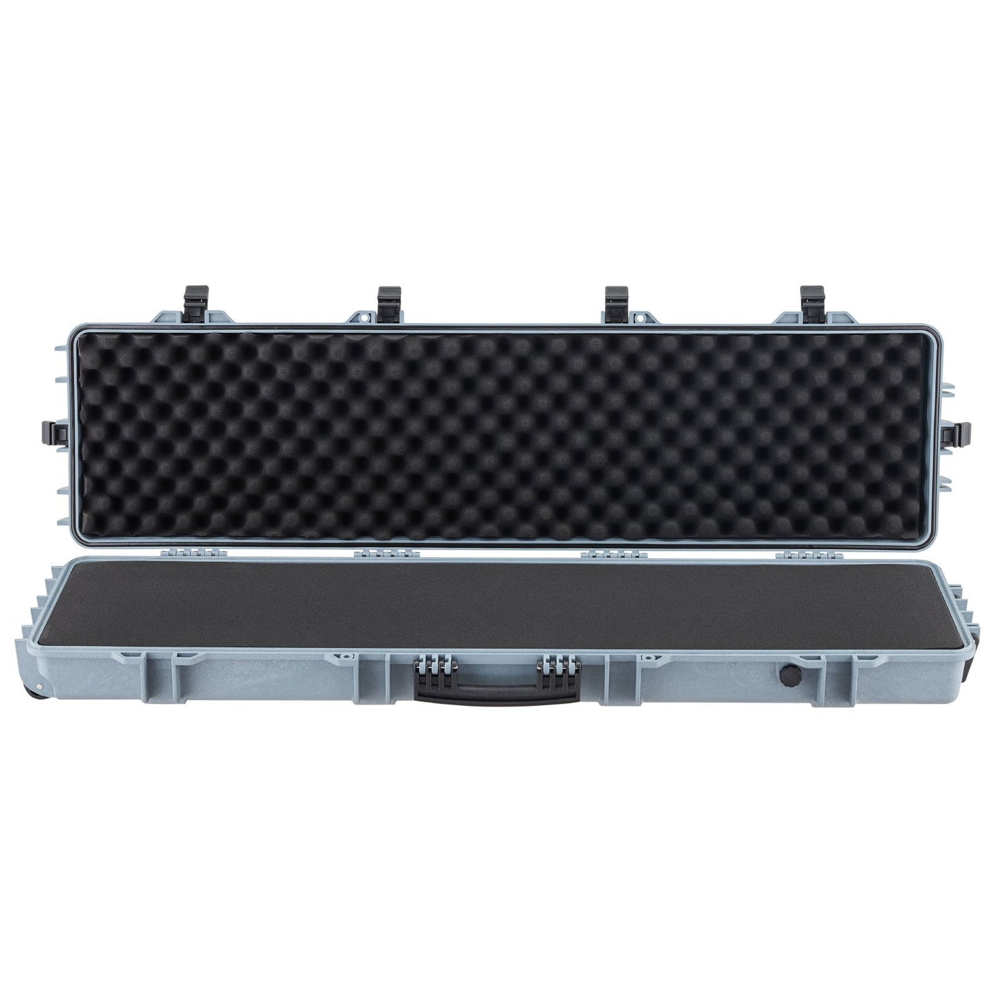 Hard Rifle Case, Lockable Rifle Case with Pre-cut Foams, 1270 mm Movable Gun Storage with Wheels, IP67 Waterproof & Dustproof Pistol Storage for Rifle, Shotgun, Airsoft Gun, Grey