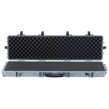 Hard Rifle Case, Lockable Rifle Case with Pre-cut Foams, 1270 mm Movable Gun Storage with Wheels, IP67 Waterproof & Dustproof Pistol Storage for Rifle, Shotgun, Airsoft Gun, Grey