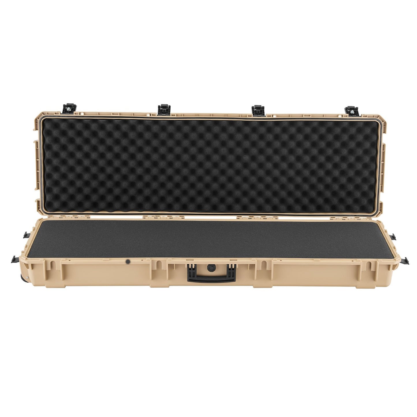 Hard Rifle Case, Lockable Rifle Case with Pre-cut Foams, 1320 mm Gun Storage with Wheels, Heavy Duty IP67 Waterproof & Dustproof Pistol Storage Cases for Rifles, Shotguns, Airsoft Guns, Khaki