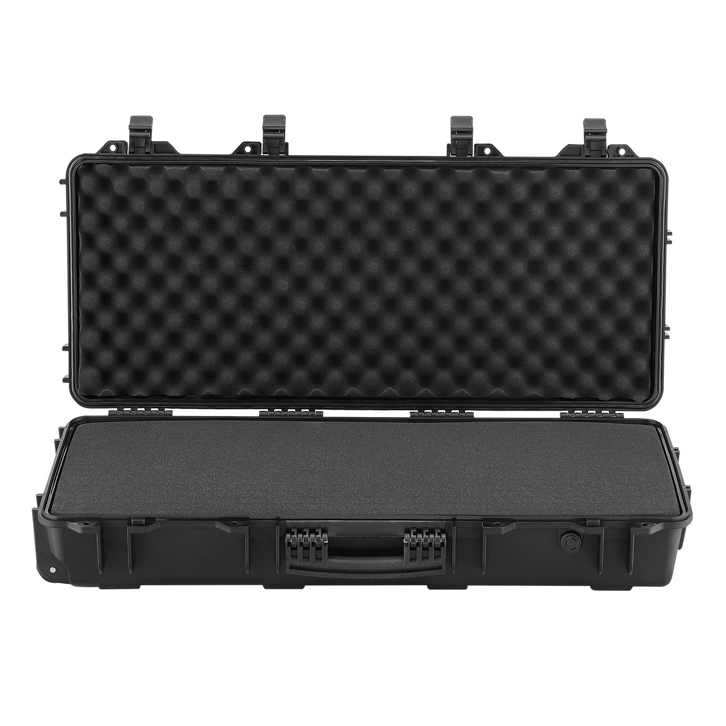 Hard Rifle Case, Lockable Rifle Case with 4 Layers Pre-cut Foams, 914 mm Gun Storage with Wheels, IP67 Waterproof & Dustproof Pistol Storage Cases for Rifles, Shotguns, Airsoft Guns, Black