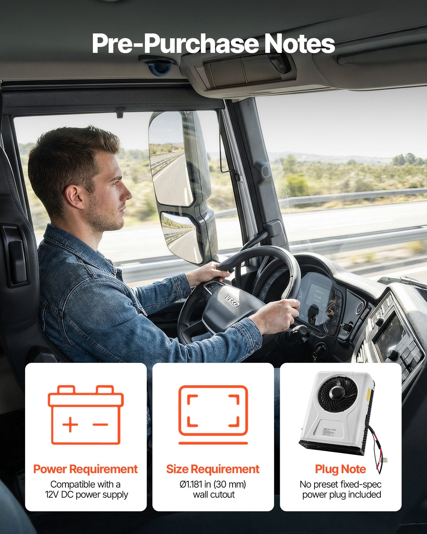 Truck Air Conditioner, 12V 10000 BTU Mini Split AC Unit, 400 m³/h Airflow Cab Air Conditioner, Fast Cooling Low Noise for Semi Truck, Camper, Construction Vehicle, Crane, Tractor, Excavator