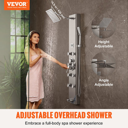 VEVOR Shower Panel System, 6 Shower Modes, Digital Display Shower Panel Tower, Rainfall,