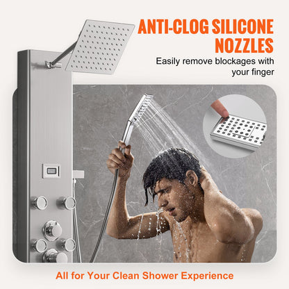 VEVOR Shower Panel System, 6 Shower Modes, Digital Display Shower Panel Tower, Rainfall,