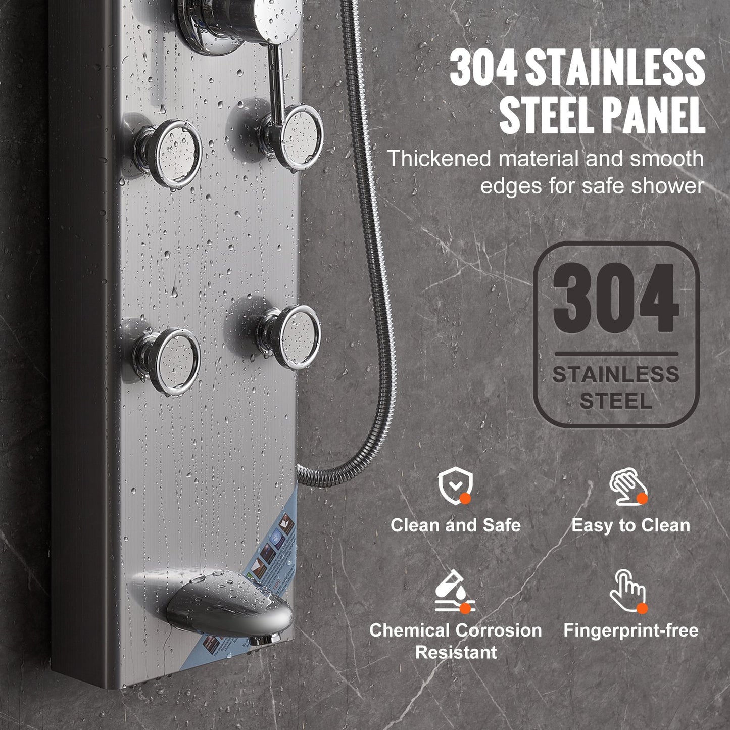 VEVOR Shower Panel System, 6 Shower Modes, Digital Display Shower Panel Tower, Rainfall,