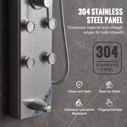 VEVOR Shower Panel System, 6 Shower Modes, Digital Display Shower Panel Tower, Rainfall,