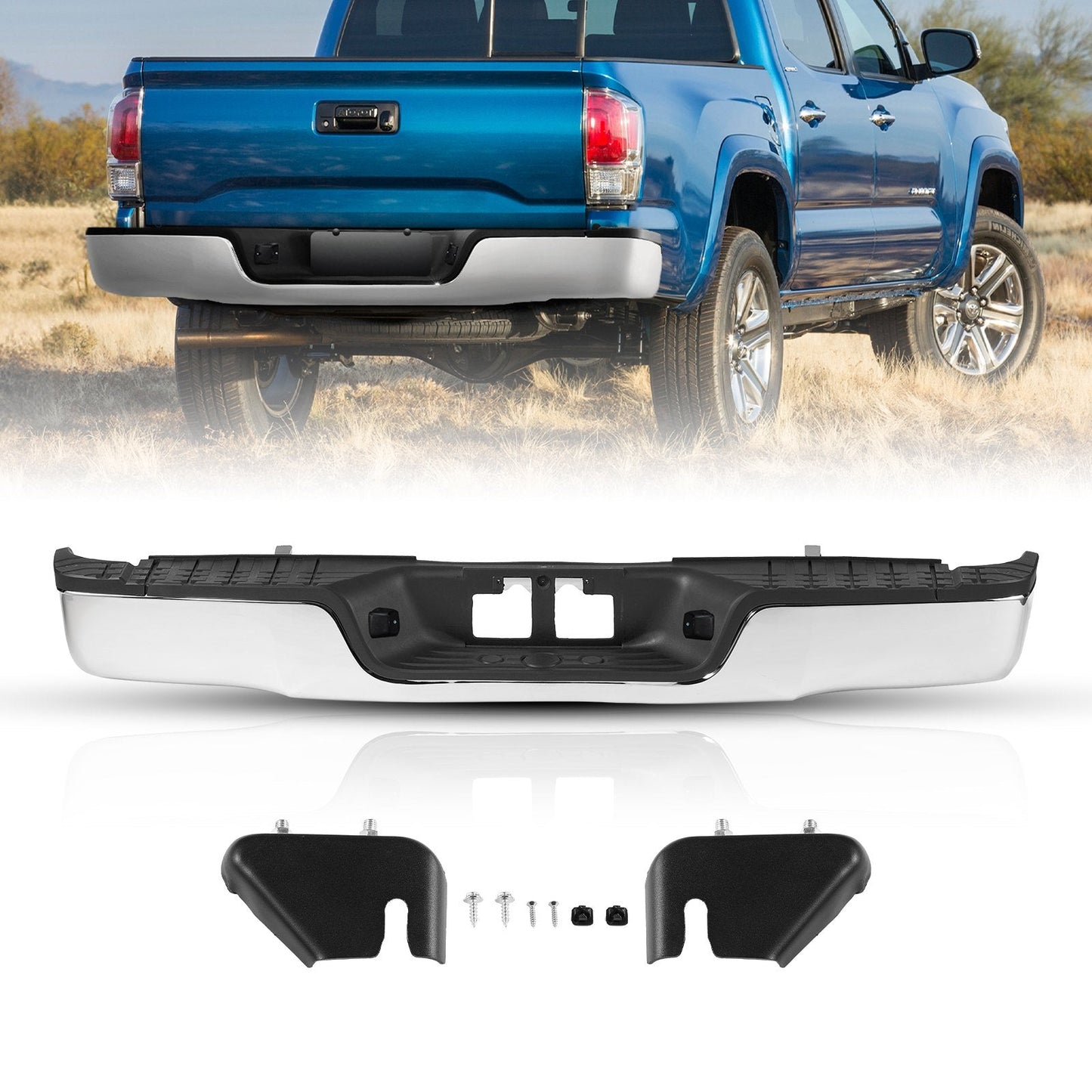 Chrome Steel Rear Step Bumper for 2007-2013 Toyota Tundra, 1.95m, 18kg