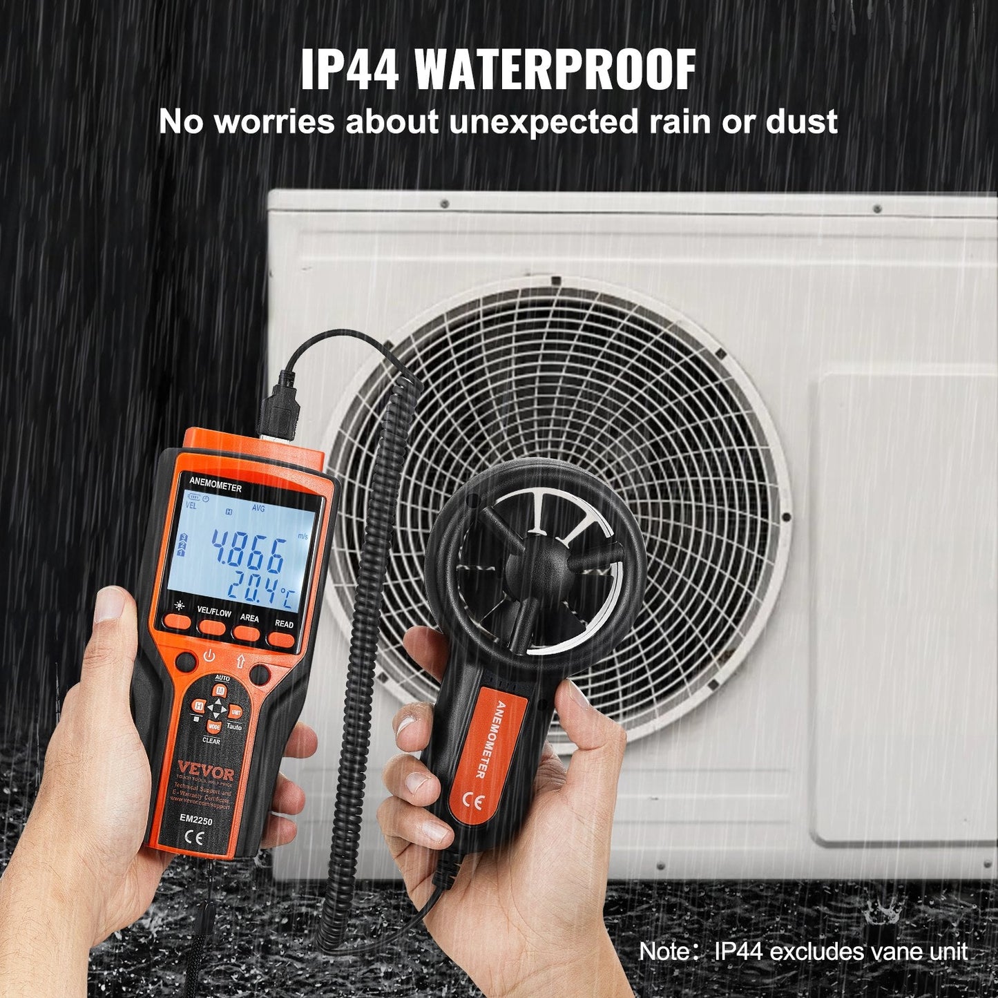 Split Handheld Anemometer, Measures Wind Speed, Temp & Air Flow, 0.34 kg