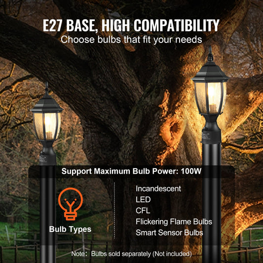 Outdoor Lamp Post Light with Smart Sensor, 0.4m Pole, Waterproof & Stylish Design
