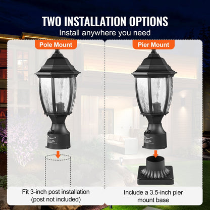 Outdoor Lamp Post Light with Smart Sensor, 0.4m Pole, Waterproof & Stylish Design