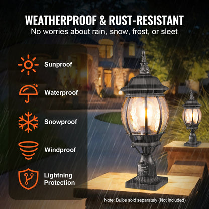 Outdoor Dusk-to-Dawn Lamp Post Lights with 0.53m Pole, Waterproof, 2-Pack