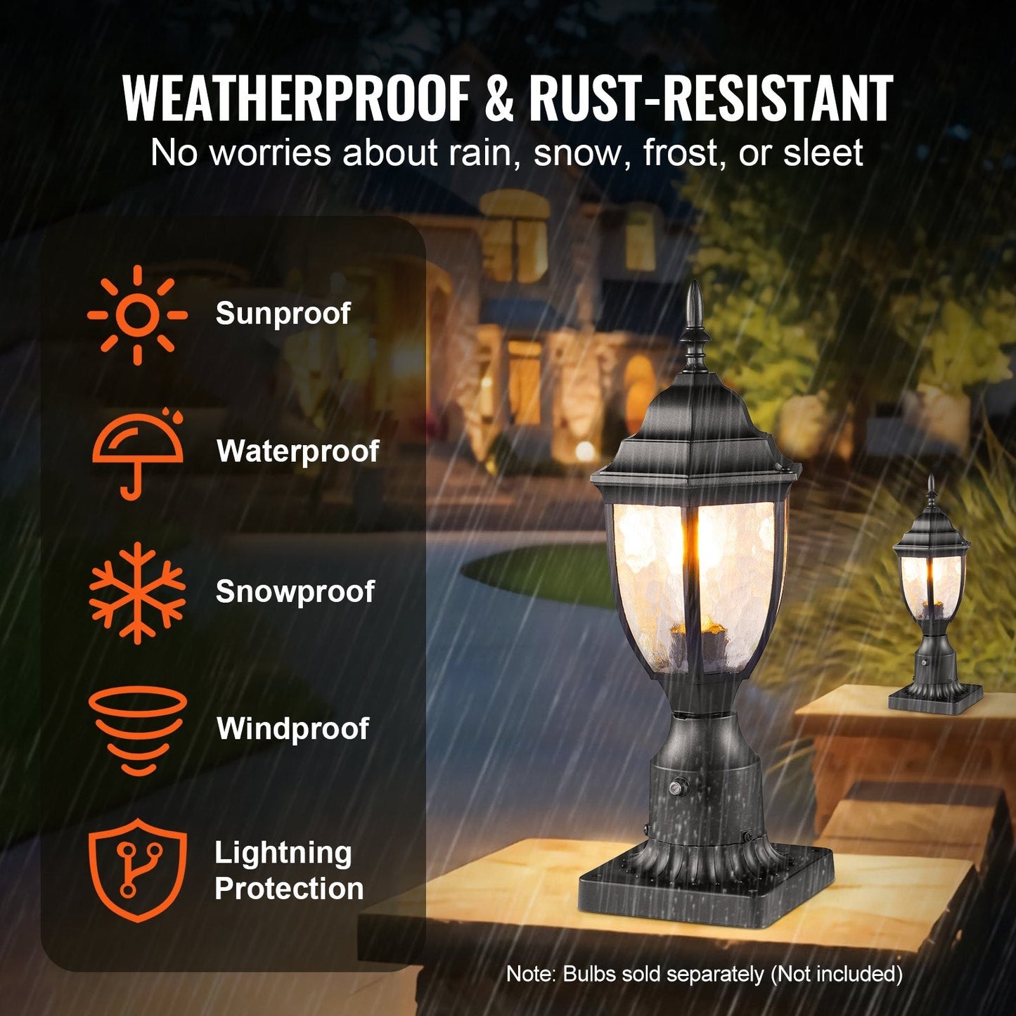 Set of 2 Smart Outdoor Lamp Post Lights with 0.39m Pole Mount, Waterproof Design