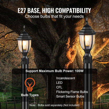 Set of 2 Smart Outdoor Lamp Post Lights with 0.39m Pole Mount, Waterproof Design