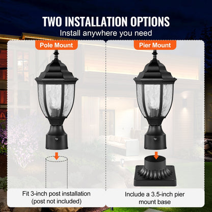 Set of 2 Smart Outdoor Lamp Post Lights with 0.39m Pole Mount, Waterproof Design