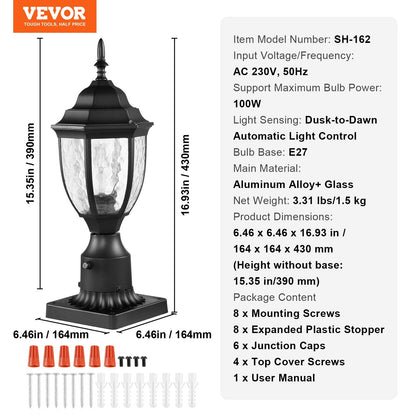 Set of 2 Smart Outdoor Lamp Post Lights with 0.39m Pole Mount, Waterproof Design
