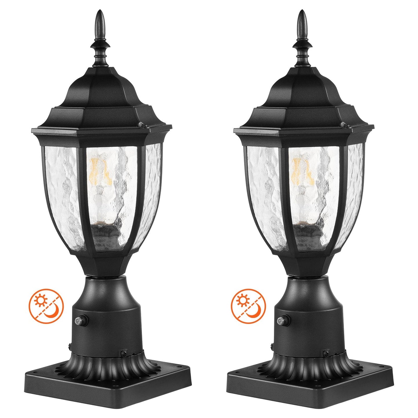 Set of 2 Smart Outdoor Lamp Post Lights with 0.39m Pole Mount, Waterproof Design