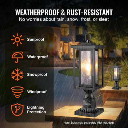 Pair of Outdoor Dusk-to-Dawn Lamp Post Lights with 0.45m Pole Mount, Waterproof