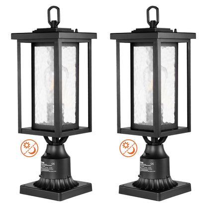 Pair of Outdoor Dusk-to-Dawn Lamp Post Lights with 0.45m Pole Mount, Waterproof