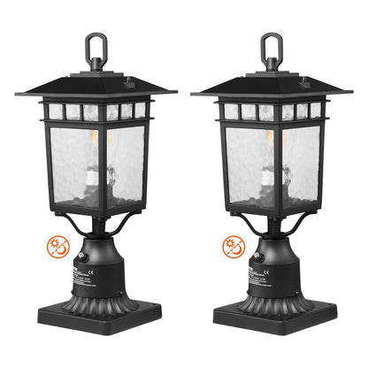 Outdoor Dusk-to-Dawn Lamp Post Light Fixture, 0.4m Pole, Smart Sensor, 2-Pack