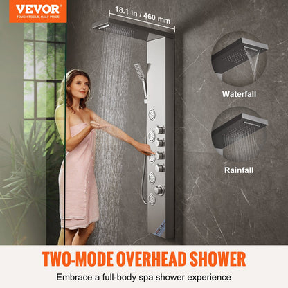 VEVOR Shower Panel System, 4 Shower Modes Shower Panel Tower, Rainfall, Waterfall,