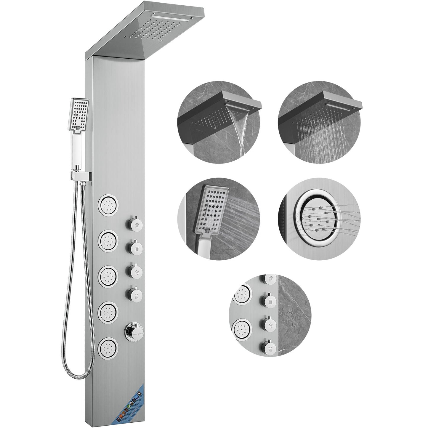 VEVOR Shower Panel System, 4 Shower Modes Shower Panel Tower, Rainfall, Waterfall,