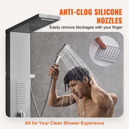 VEVOR Shower Panel System, 5 Shower Modes, LED Shower Panel Tower, Rainfall, Waterfall,