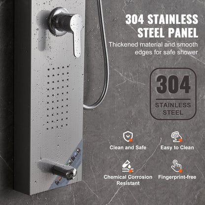 VEVOR Shower Panel System, 5 Shower Modes, LED Shower Panel Tower, Rainfall, Waterfall,