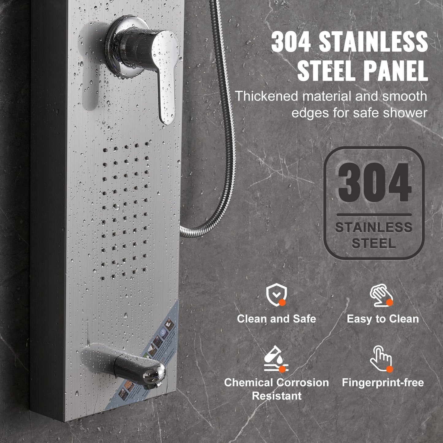 LED Shower Panel Tower with 5 Modes, Massage Jets, Handheld & Tub Spout