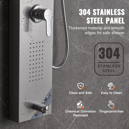 LED Shower Panel Tower with 5 Modes, Massage Jets, Handheld & Tub Spout