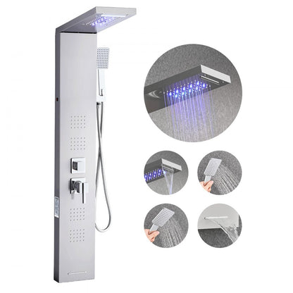 VEVOR Shower Panel Tower System Stainless Steel Column Rainfall Head 5 Modes