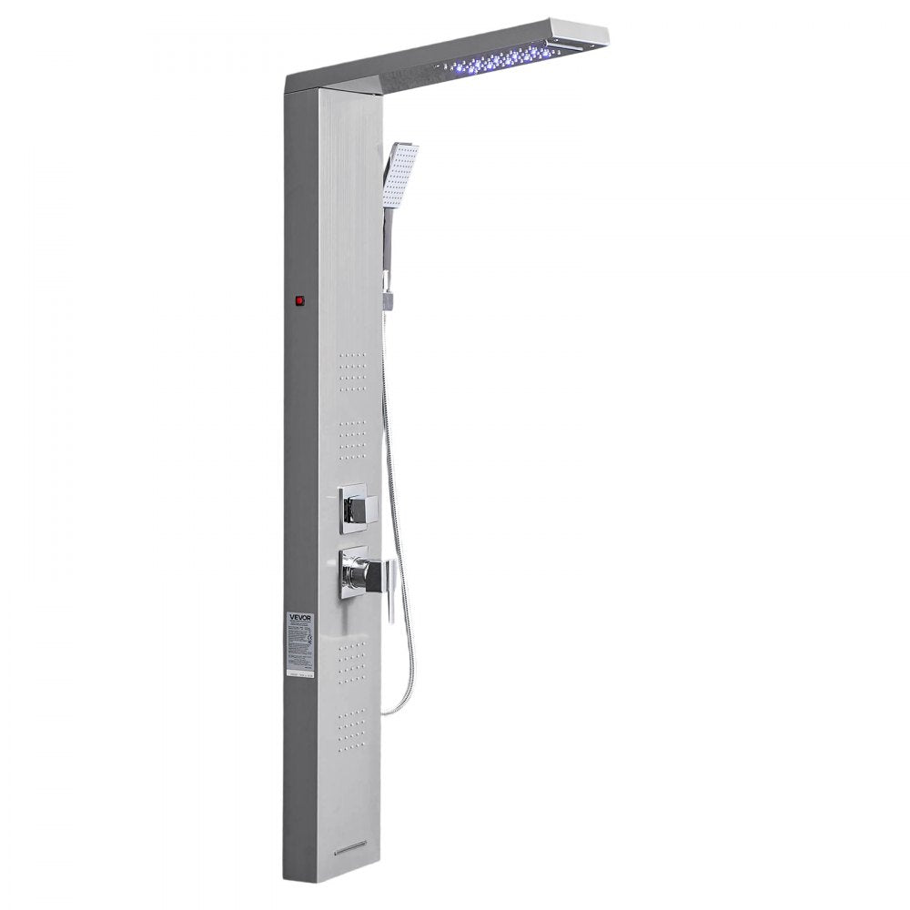VEVOR Shower Panel Tower System Stainless Steel Column Rainfall Head 5 Modes