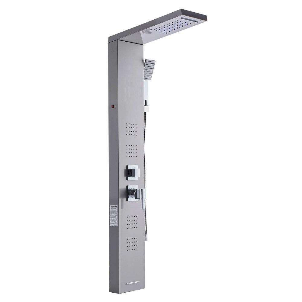 VEVOR Shower Panel Tower System Stainless Steel Column Rainfall Head 5 Modes