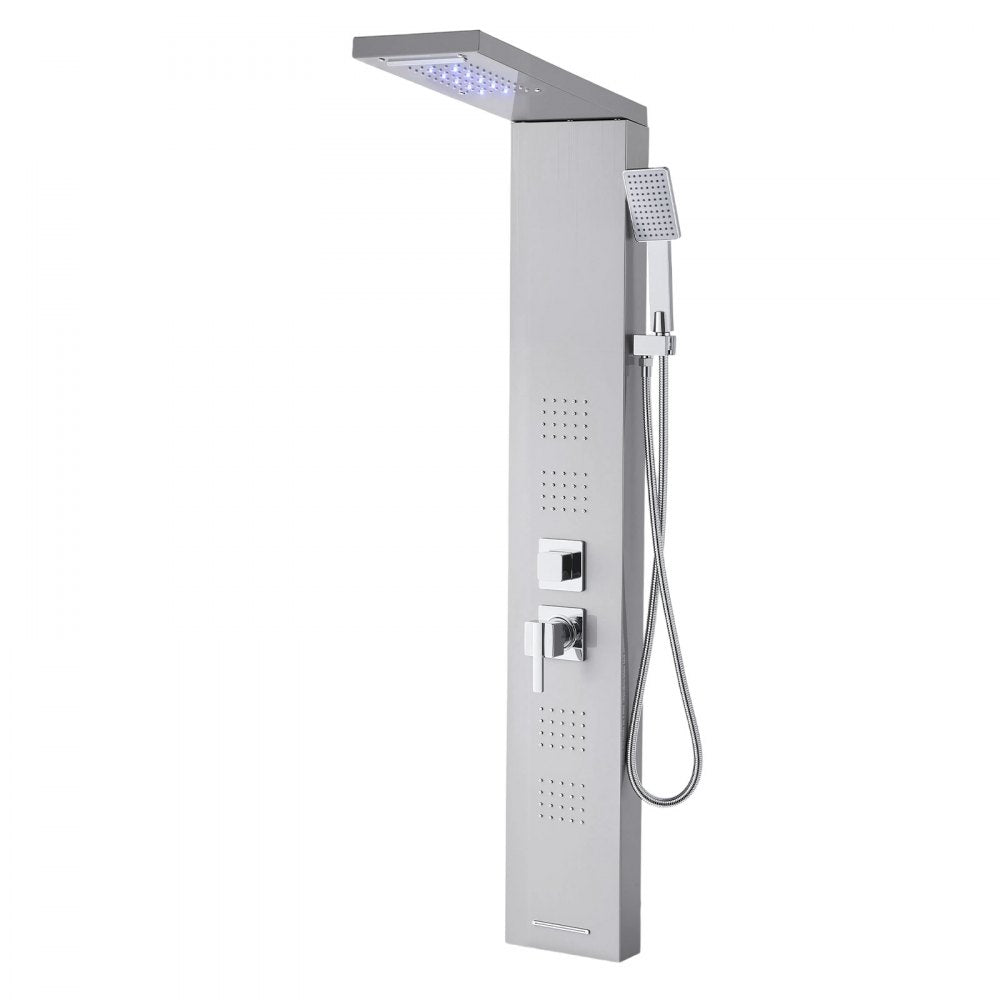 VEVOR Shower Panel Tower System Stainless Steel Column Rainfall Head 5 Modes