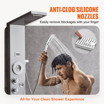 VEVOR Shower Panel System, 6 Shower Modes, LED & Display Shower Panel Tower, Rainfall,