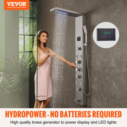 VEVOR Shower Panel System, 6 Shower Modes, LED & Screen Hydroelectricity Shower
