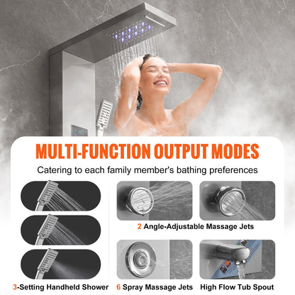 VEVOR Shower Panel System, 6 Shower Modes, LED & Screen Hydroelectricity Shower