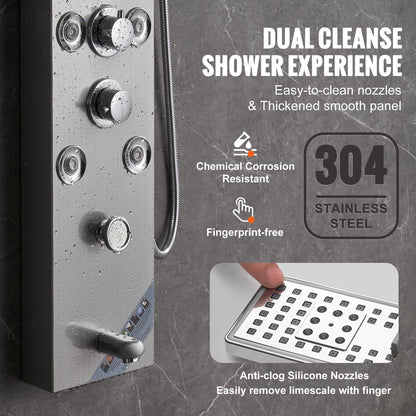 VEVOR Shower Panel System, 6 Shower Modes, LED & Screen Hydroelectricity Shower