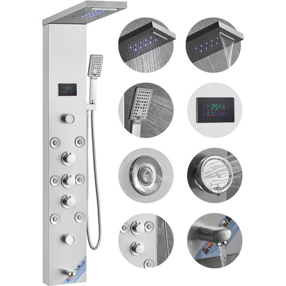 VEVOR Shower Panel System, 6 Shower Modes, LED & Screen Hydroelectricity Shower