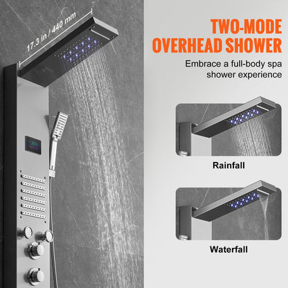 VEVOR Shower Panel System, 6 Shower Modes, LED & Screen Hydroelectricity Shower